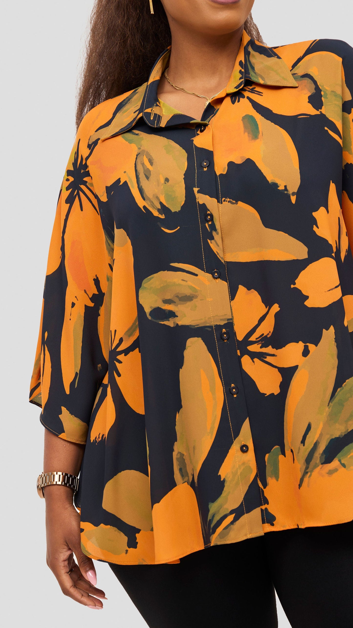 Vivo Iyana Cape Top - Mustard / Navy Iya Print