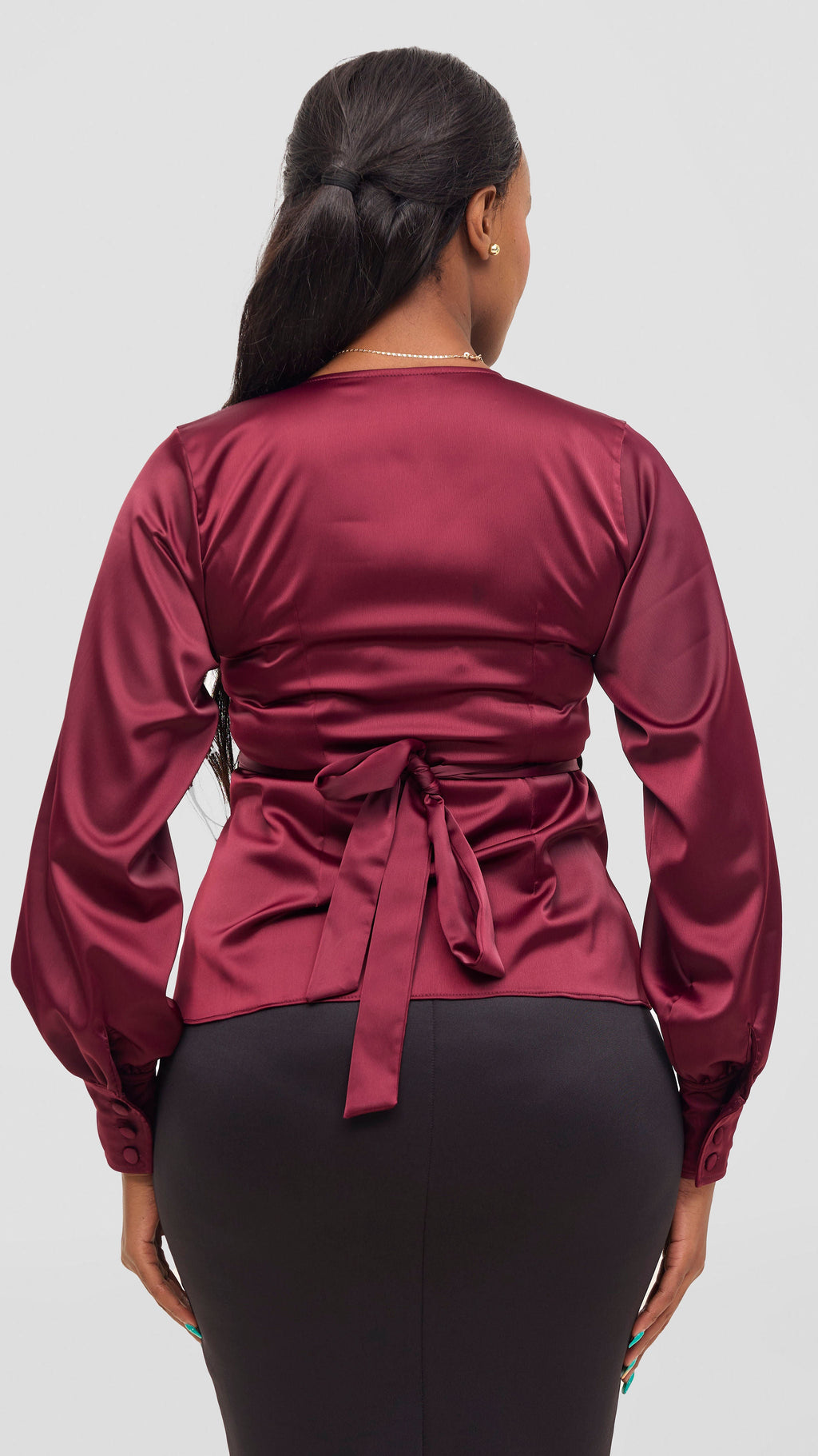 Vivo Merika Satin Wrap Top -  Maroon