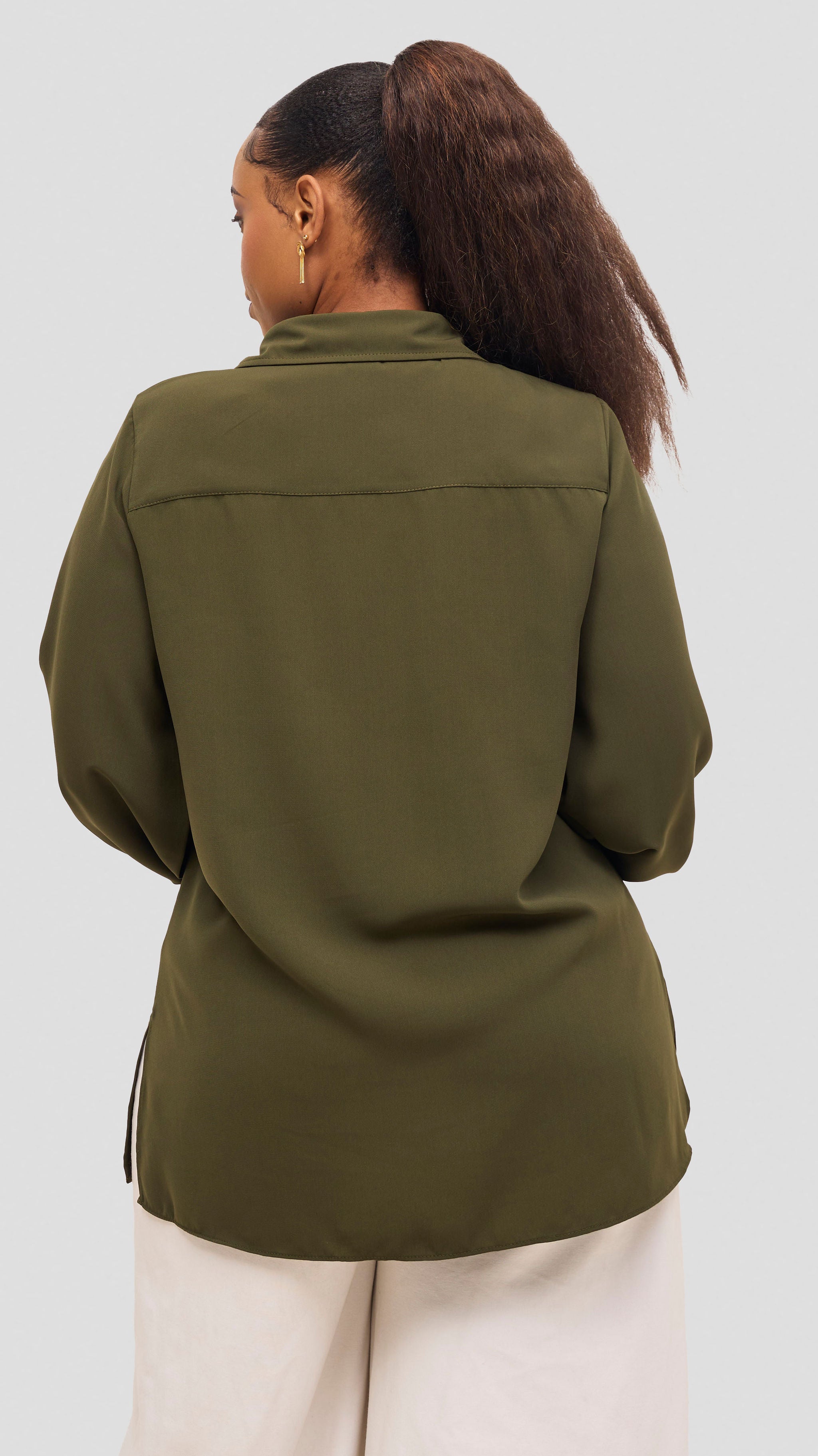 Vivo Wastani Shirred Sleeve Easy Fit Shirt - Hunters