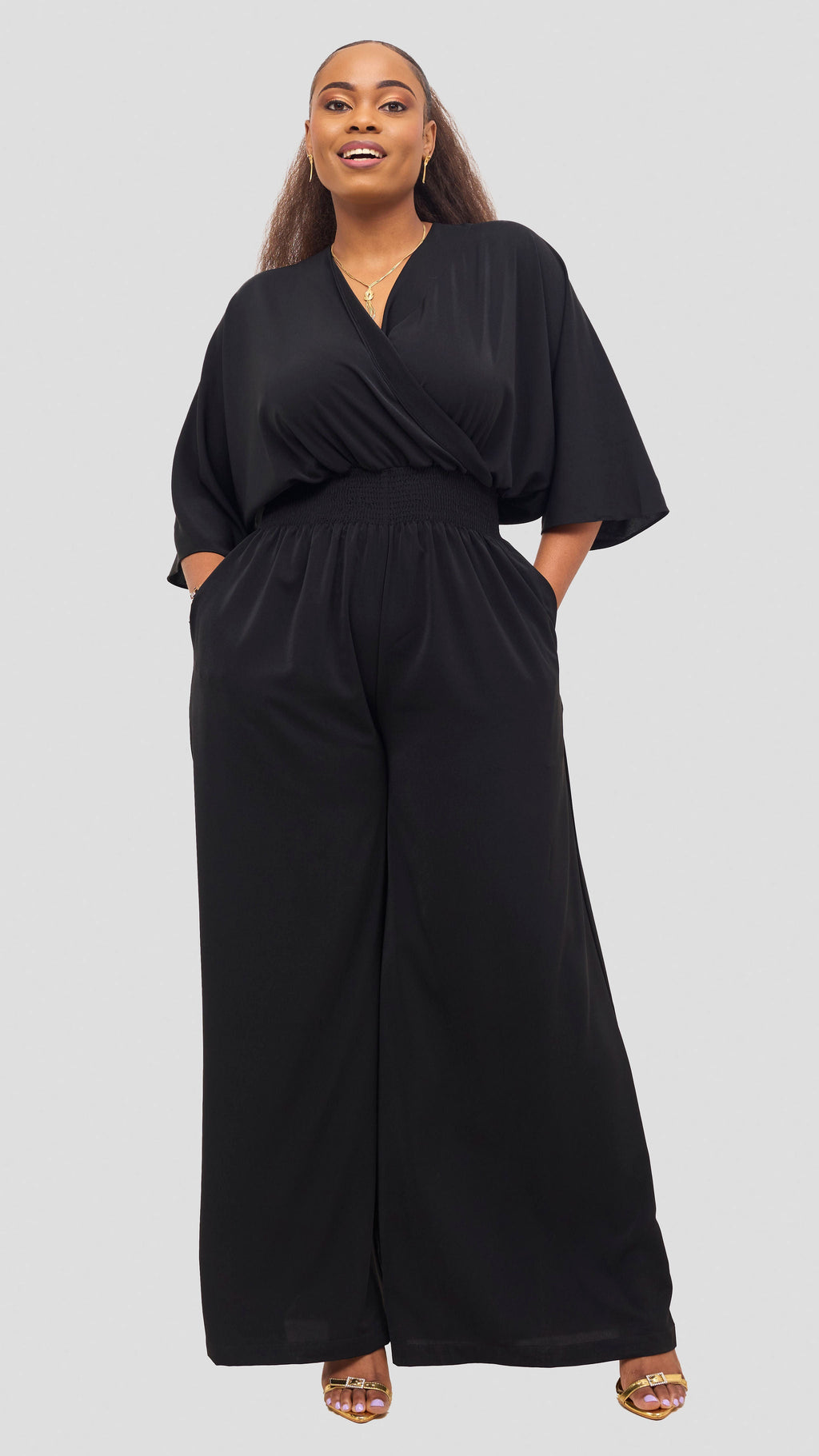 Vivo Iyana Shirred Waist Jumpsuit - Black