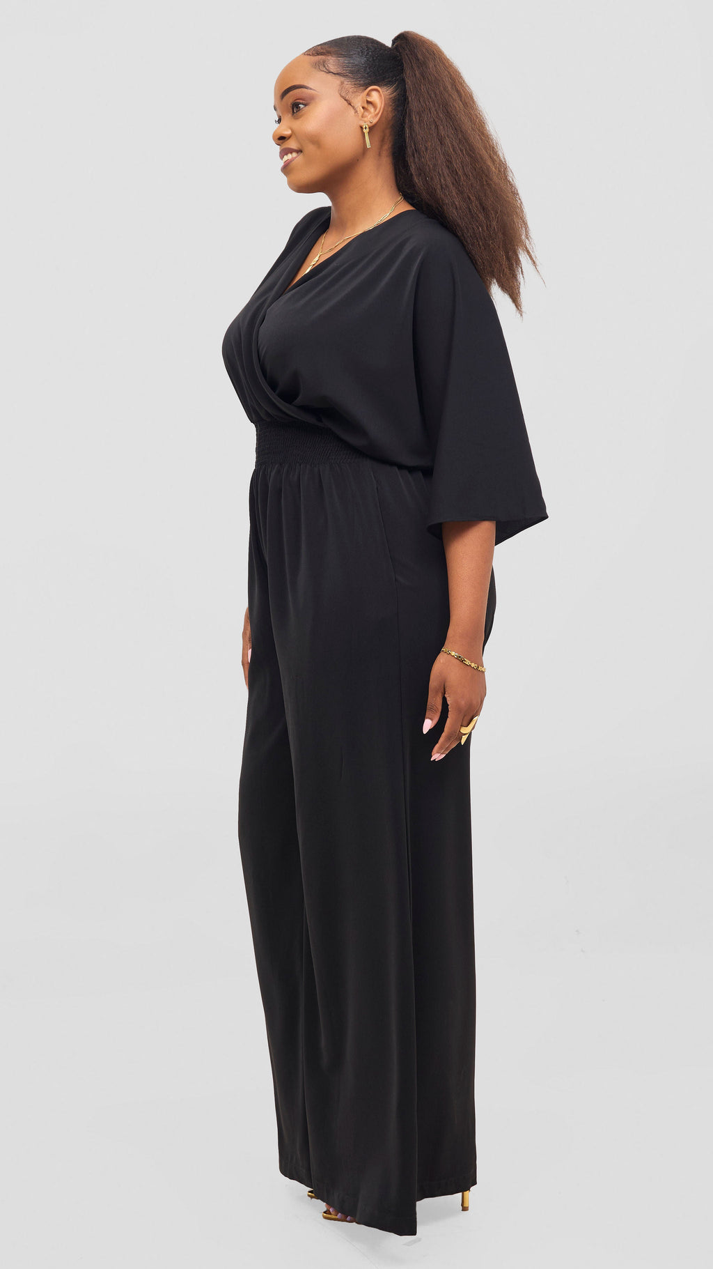 Vivo Iyana Shirred Waist Jumpsuit - Black