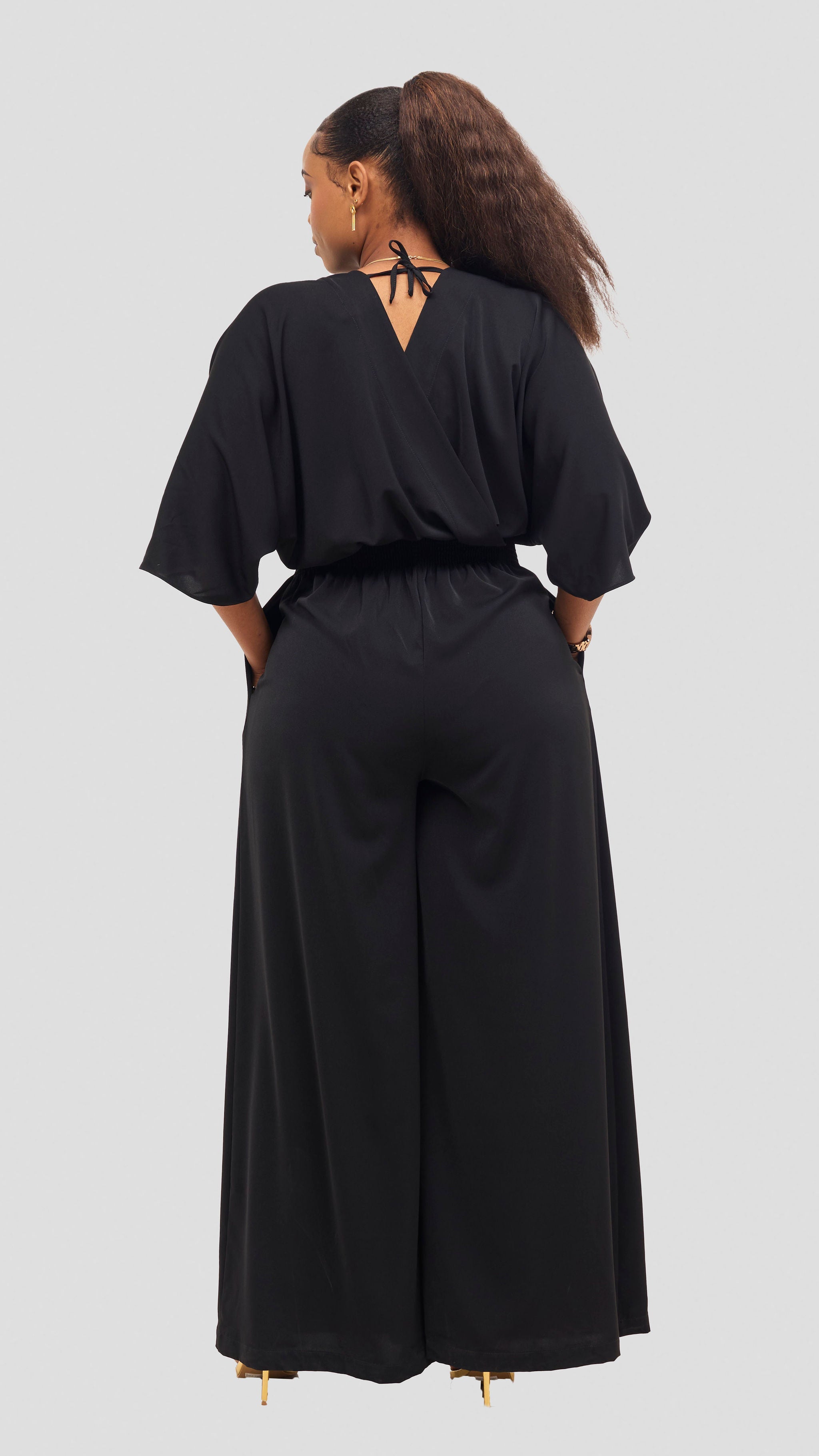Vivo Iyana Shirred Waist Jumpsuit - Black