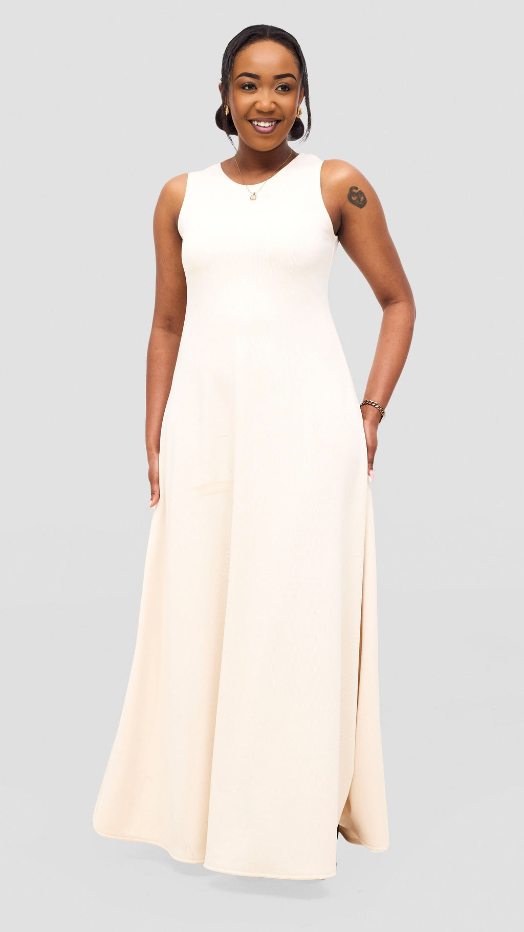 Vivo  Tanda A-Line Maxi Dress - Offwhite