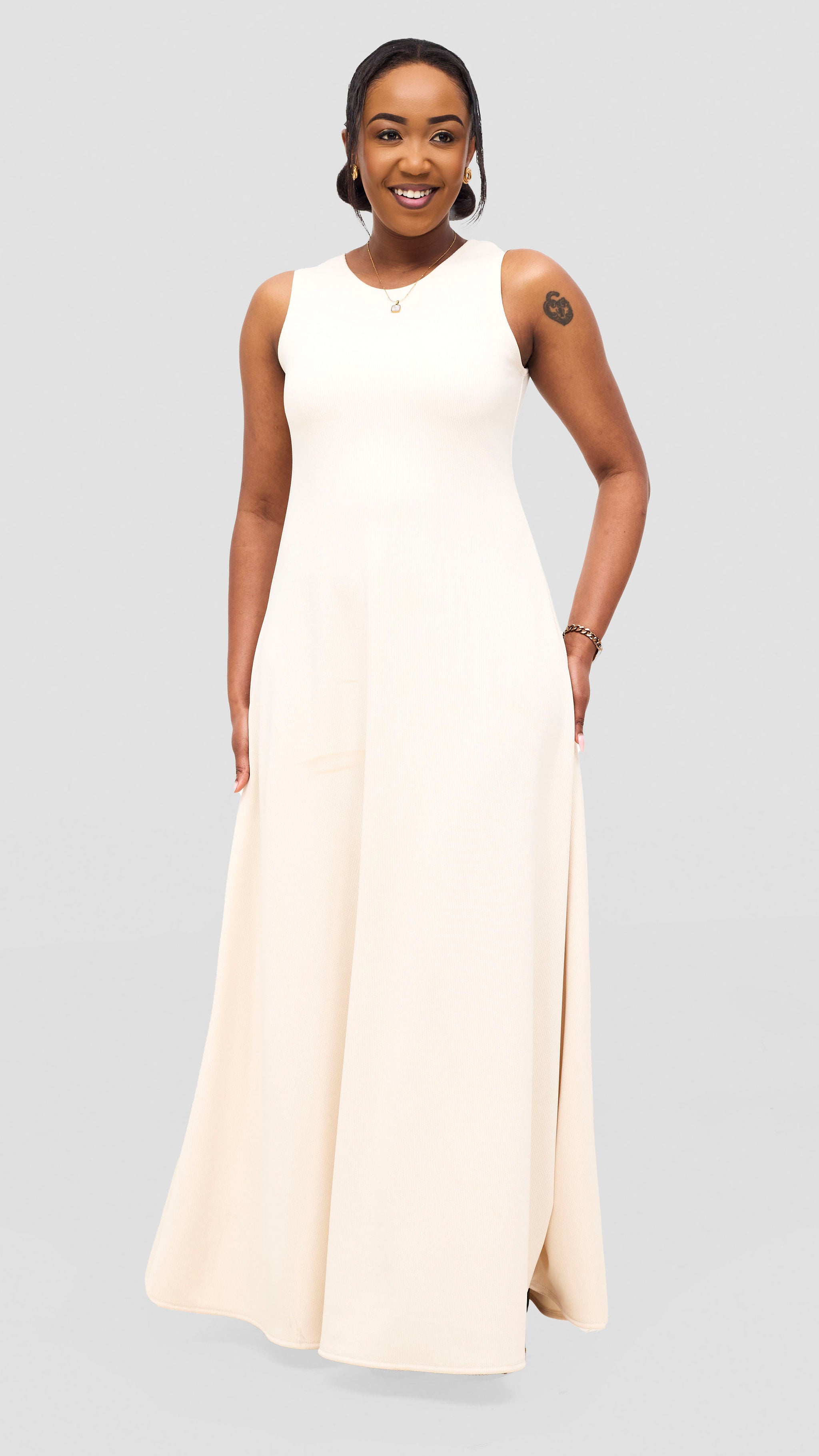 Vivo  Tanda A-Line Maxi Dress - Offwhite