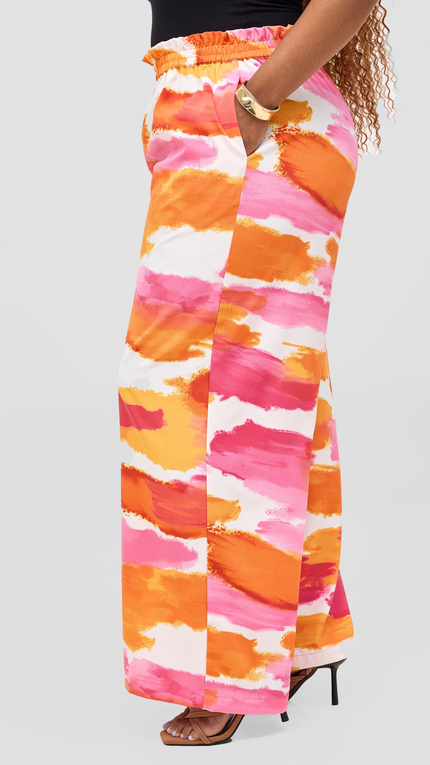 Vivo Sanali Wide Leg Pants- Orange / Pink Print