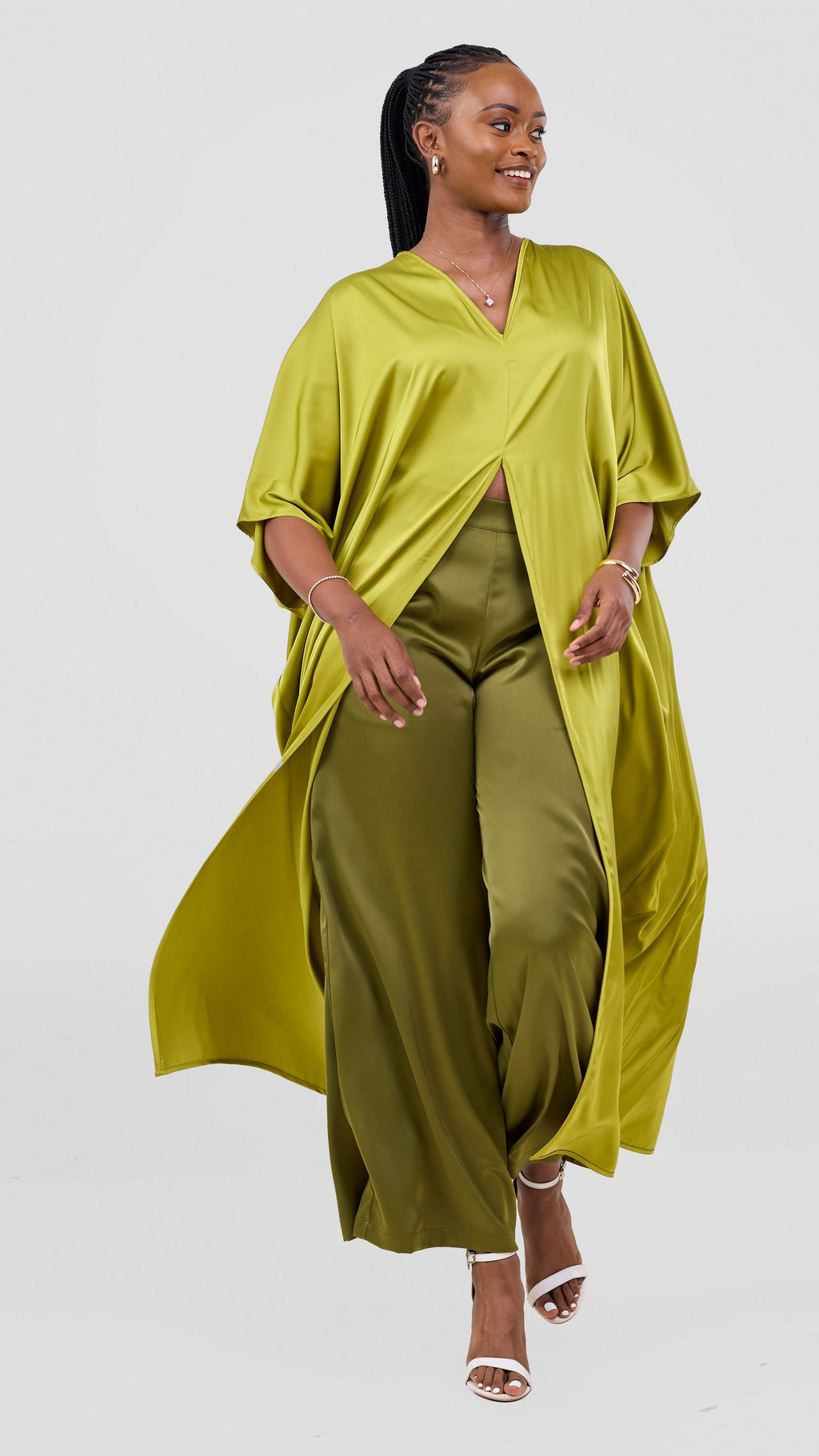 Vivo Essi Front Slit Maxi Top - Olive