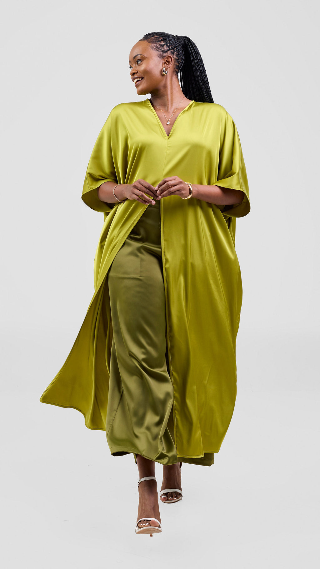 Vivo Essi Front Slit Maxi Top - Olive