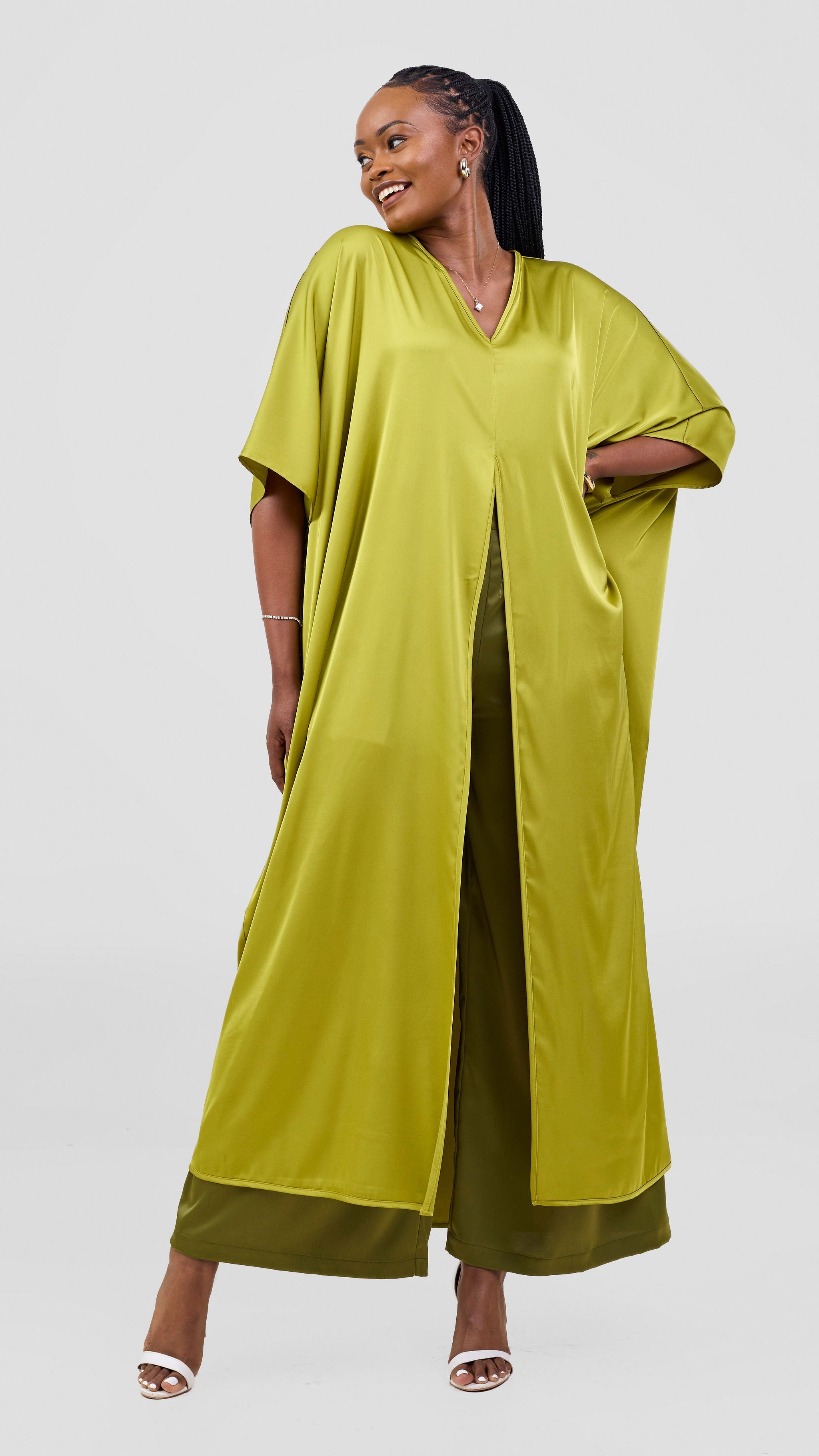 Vivo Essi Front Slit Maxi Top - Olive