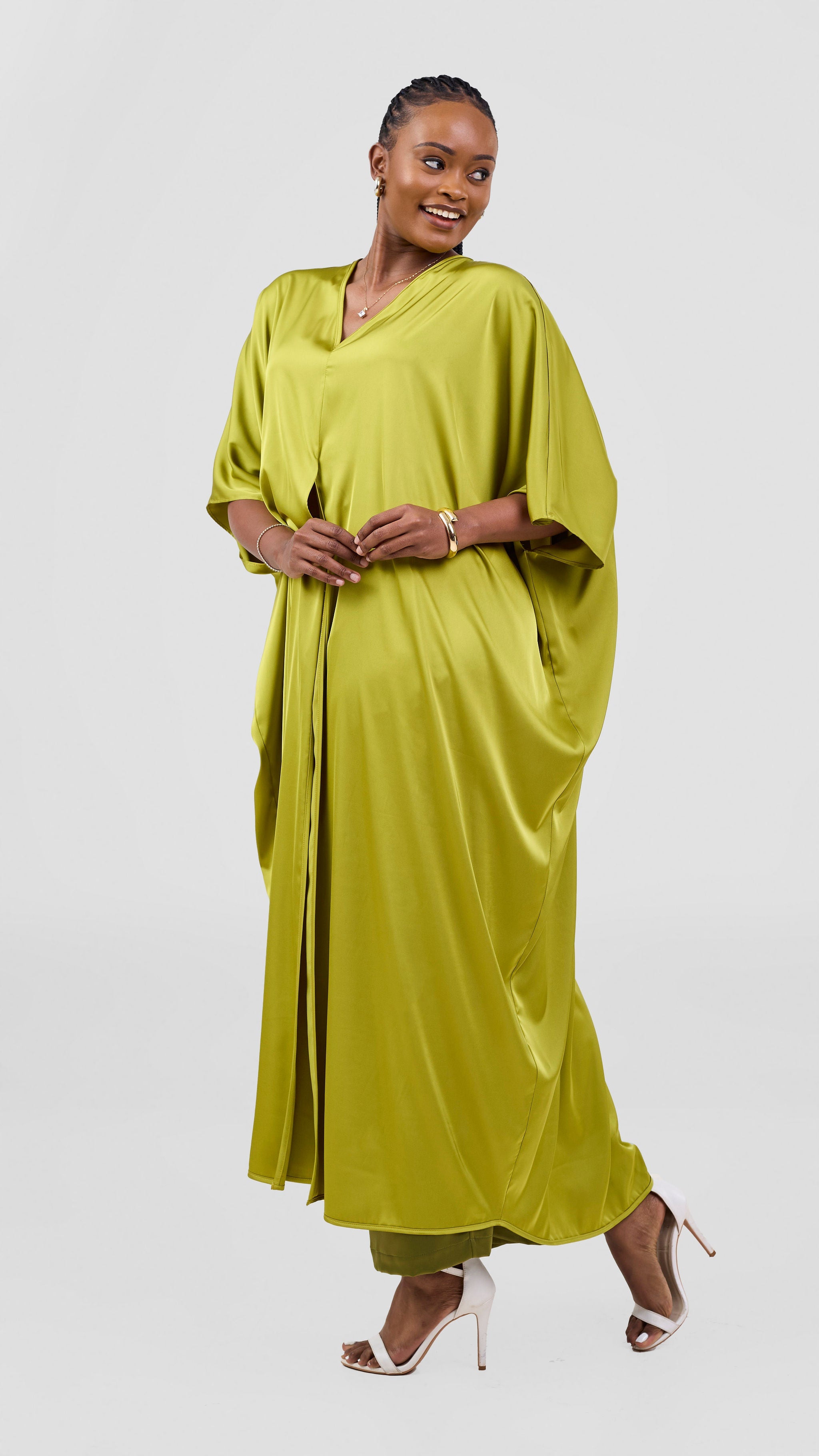 Vivo Essi Front Slit Maxi Top - Olive