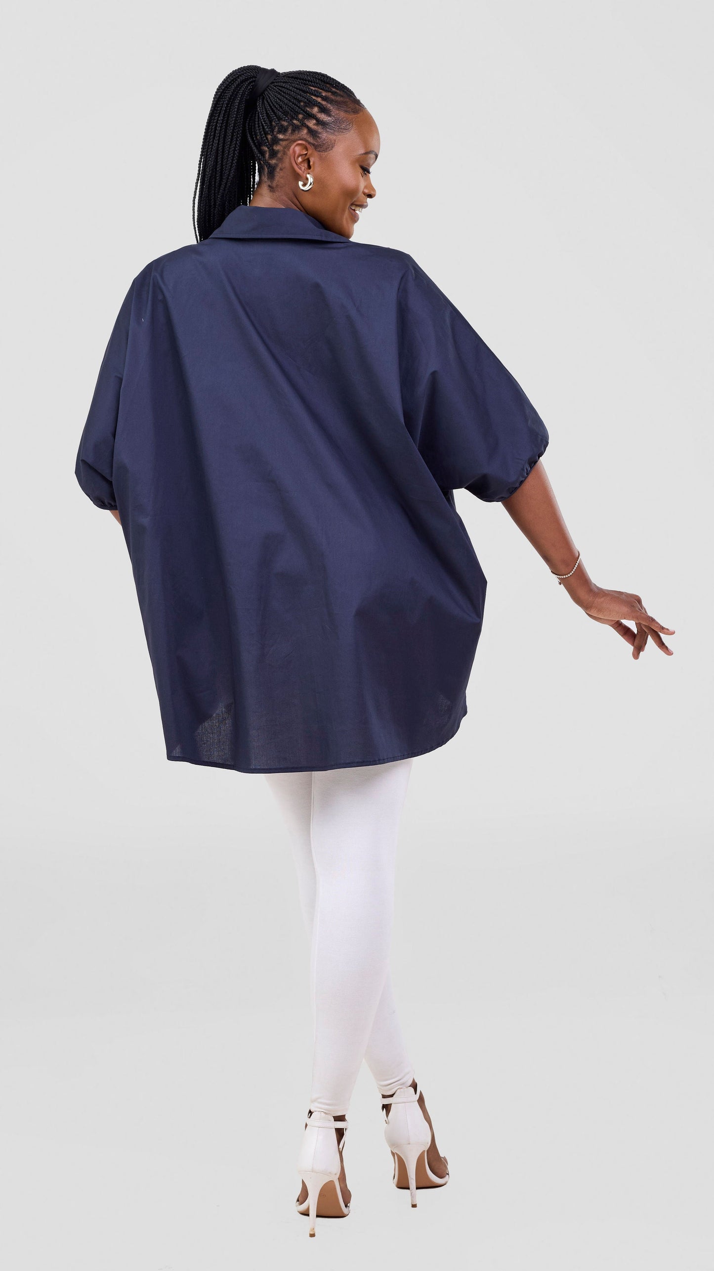 Vivo Cotton High Low Top - Navy