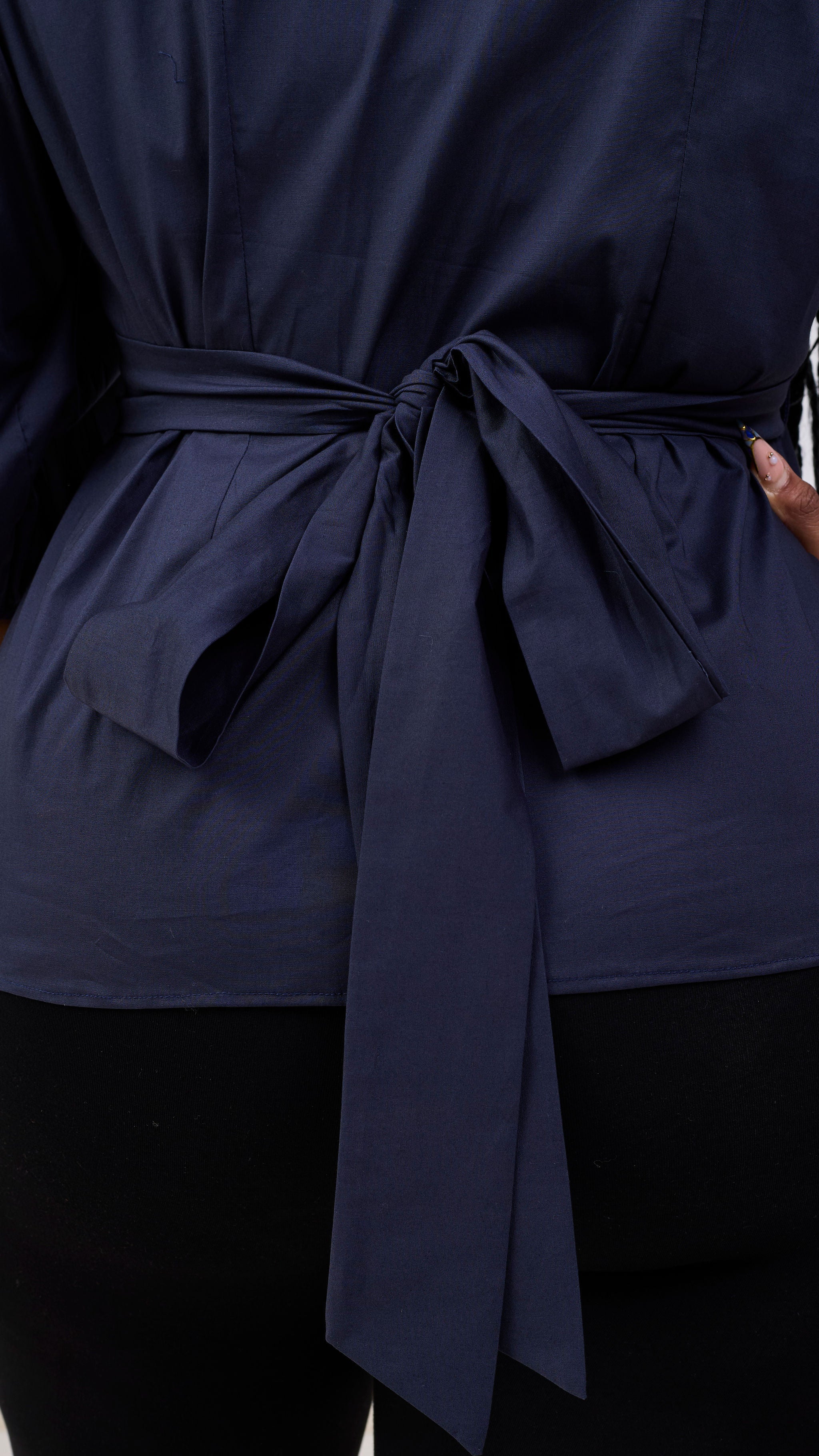 Vivo Cotton 3/4 Sleeve Wrap Top - Navy Blue