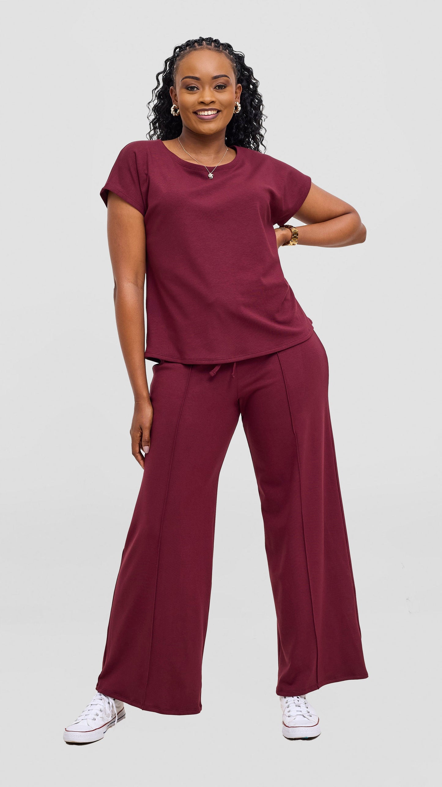 Vivo Ria Panelled Pants - Maroon