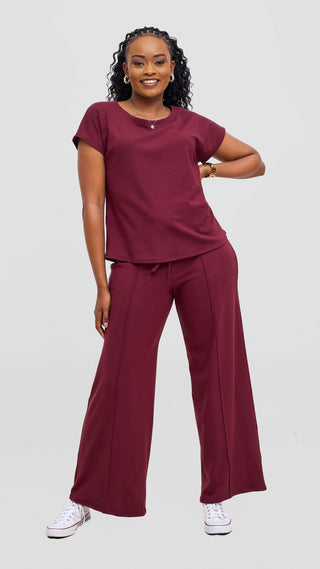 Vivo Ria Panelled Pants - Maroon