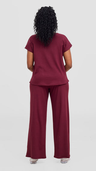 Vivo Ria Drop Shoulder Top - Maroon