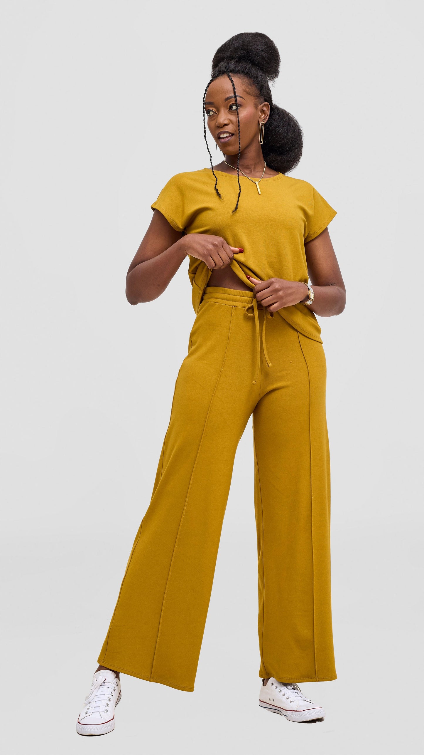Vivo Ria Panelled Pants - Dark Mustard