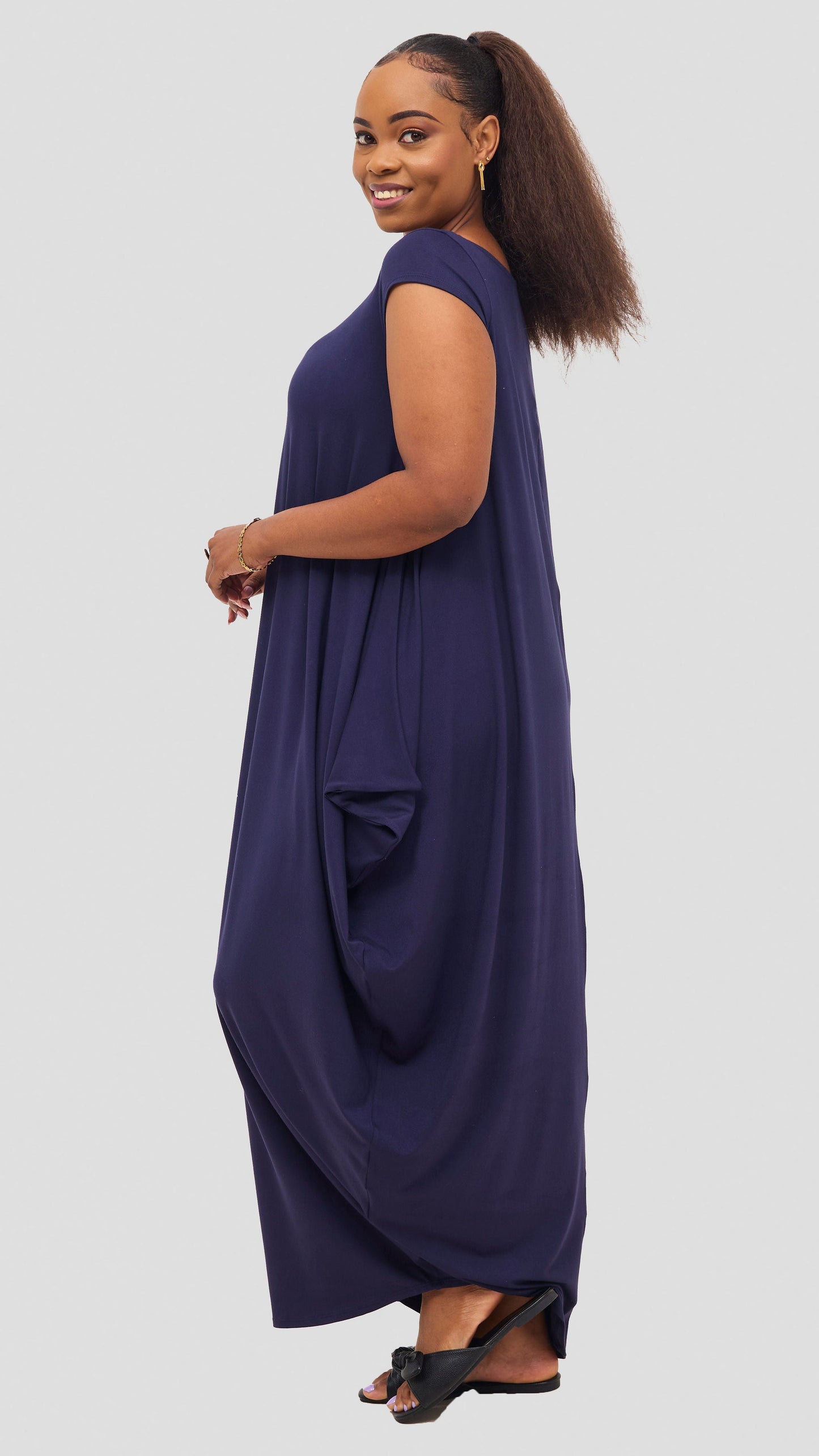 Vivo Cap Sleeve Salma Maxi Dress - Navy Blue
