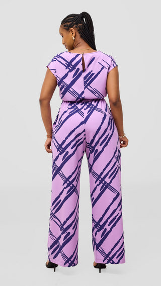 Vivo Sakari Drop Shoulder Jumpsuit - Lilac / Navy Lisi Print