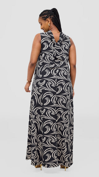 Vivo Bissa Reversible Maxi Dress - Black / Cream Print