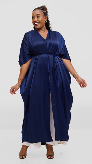 Vivo Essi Front Slit Maxi Top In Satin - Navy