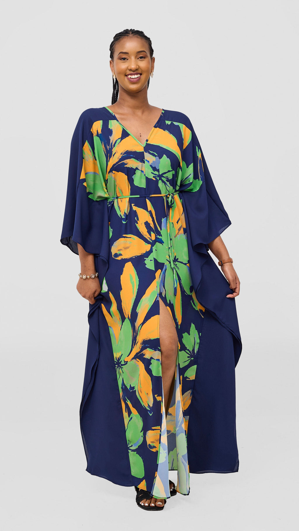 Vivo Iyana Maxi Cover Up - Green / Yellow Iya Print / Navy