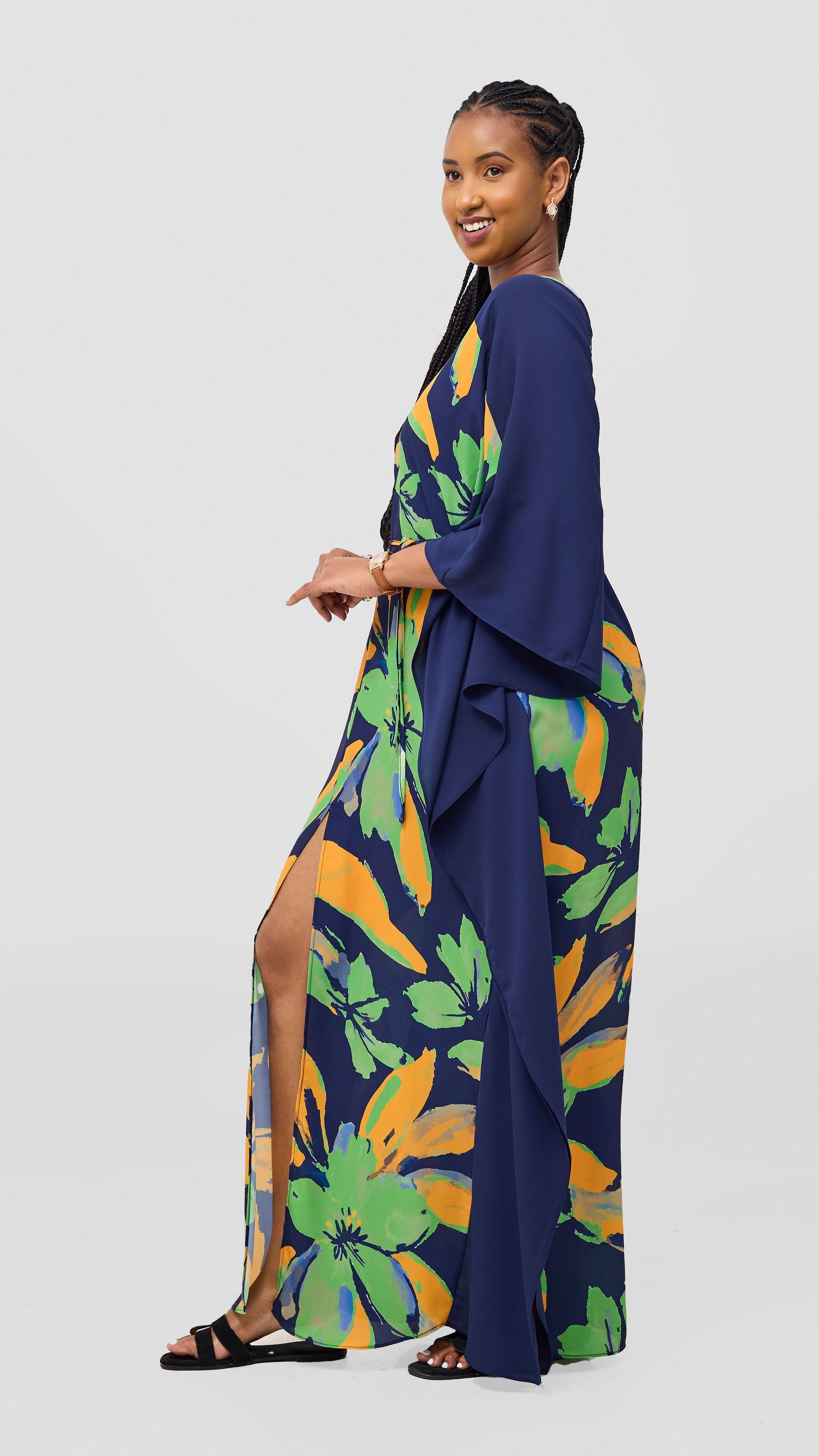 Vivo Iyana Maxi Cover Up - Green / Yellow Iya Print / Navy