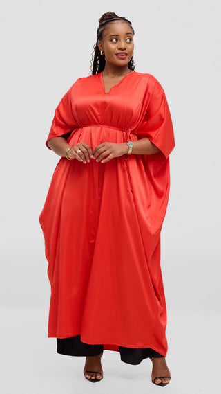 Vivo Essi Front Slit Maxi Top In Satin - Orange