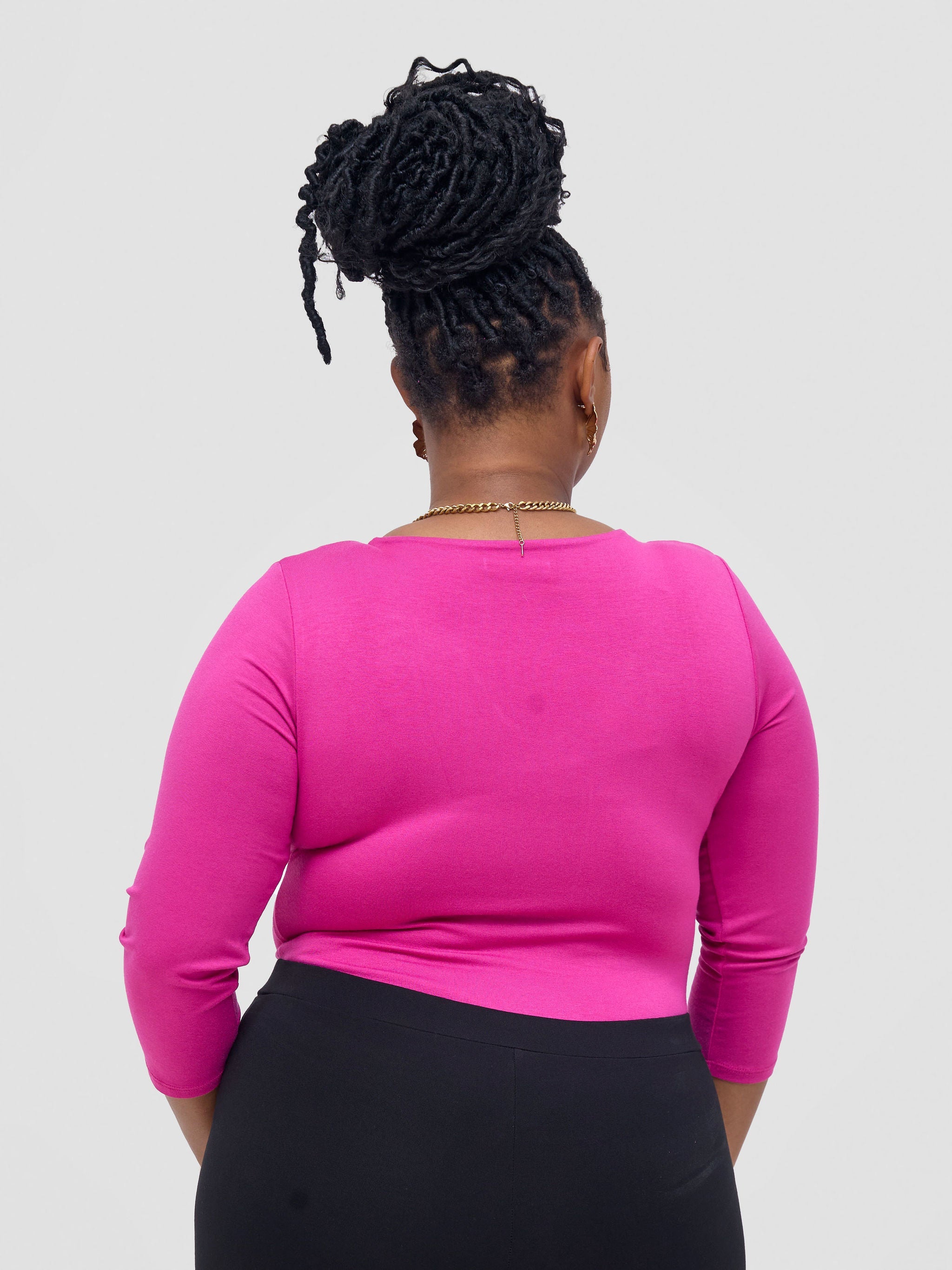 Vivo Basic 3/4 Sleeved Double Layered Bodysuit - Pink