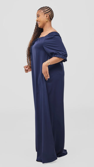 Vivo Situ Off-Shoulder Tie Maxi Dress - Navy