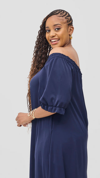 Vivo Situ Off-Shoulder Tie Maxi Dress - Navy