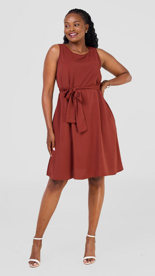 Vivo Basic Sleeveless Tent Dress - Rust