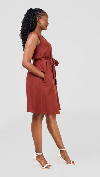 Vivo Basic Sleeveless Tent Dress - Rust