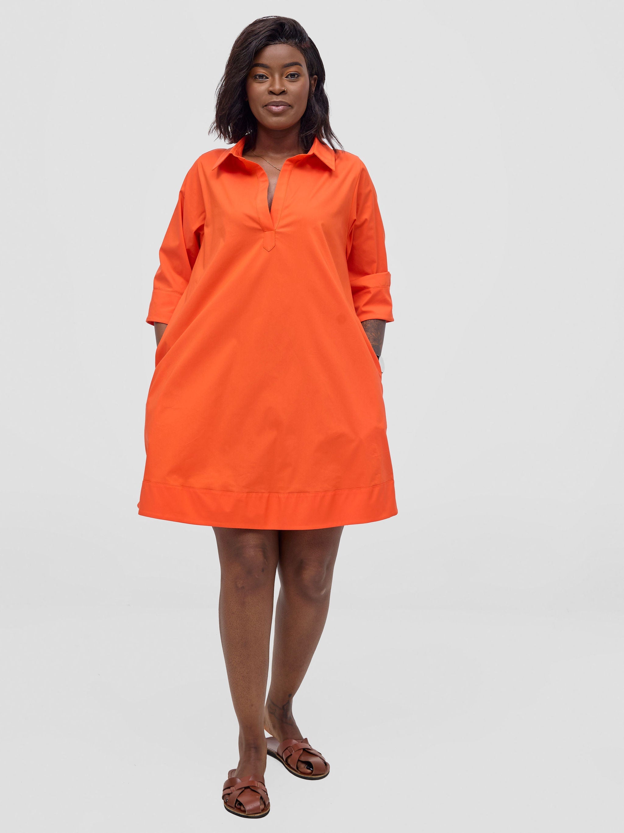 Safari Mansi Wide Hem Tent Dress - Orange