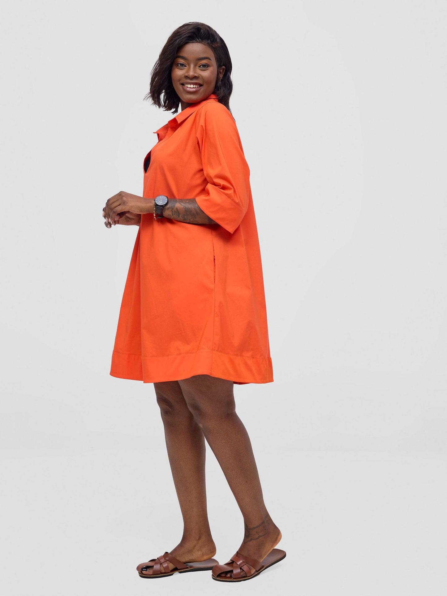 Safari Mansi Wide Hem Tent Dress - Orange