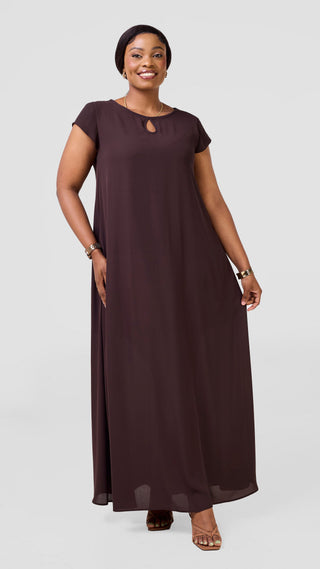 Vivo Sierra Maxi Chiffon Dress - Chocolate