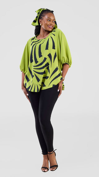 Vivo Seli Wide Top - Lime / Green Raha Print