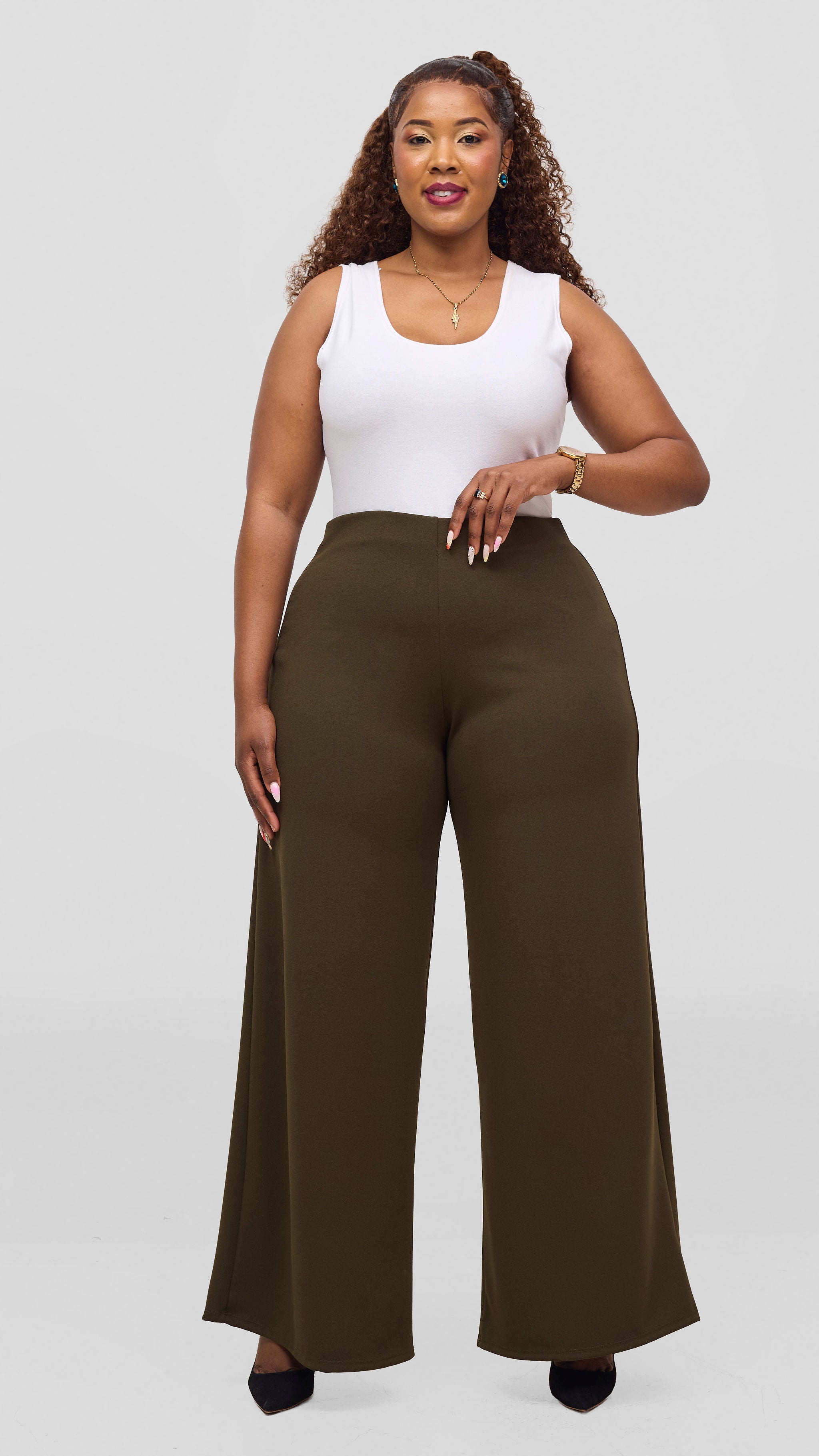 Vivo Basic Straight Leg Pants - Hunters