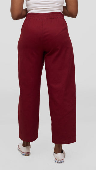Vivo Lulu Cotton Barrel Pants - Maroon