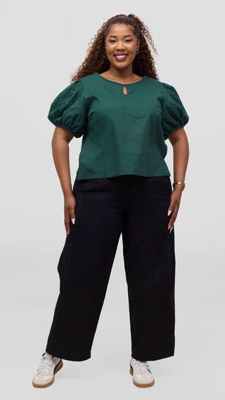 Vivo Lulu Cotton Barrel Pants - Black