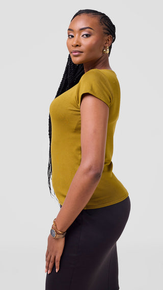 Vivo Everyday Cap Sleeve Top - Olive