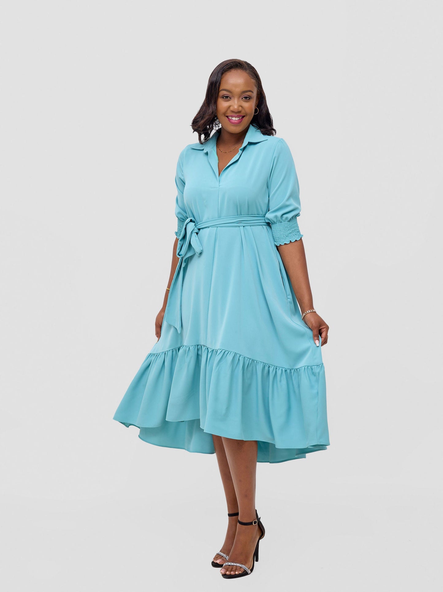 Vivo Serwa Flounce Dress - Mint
