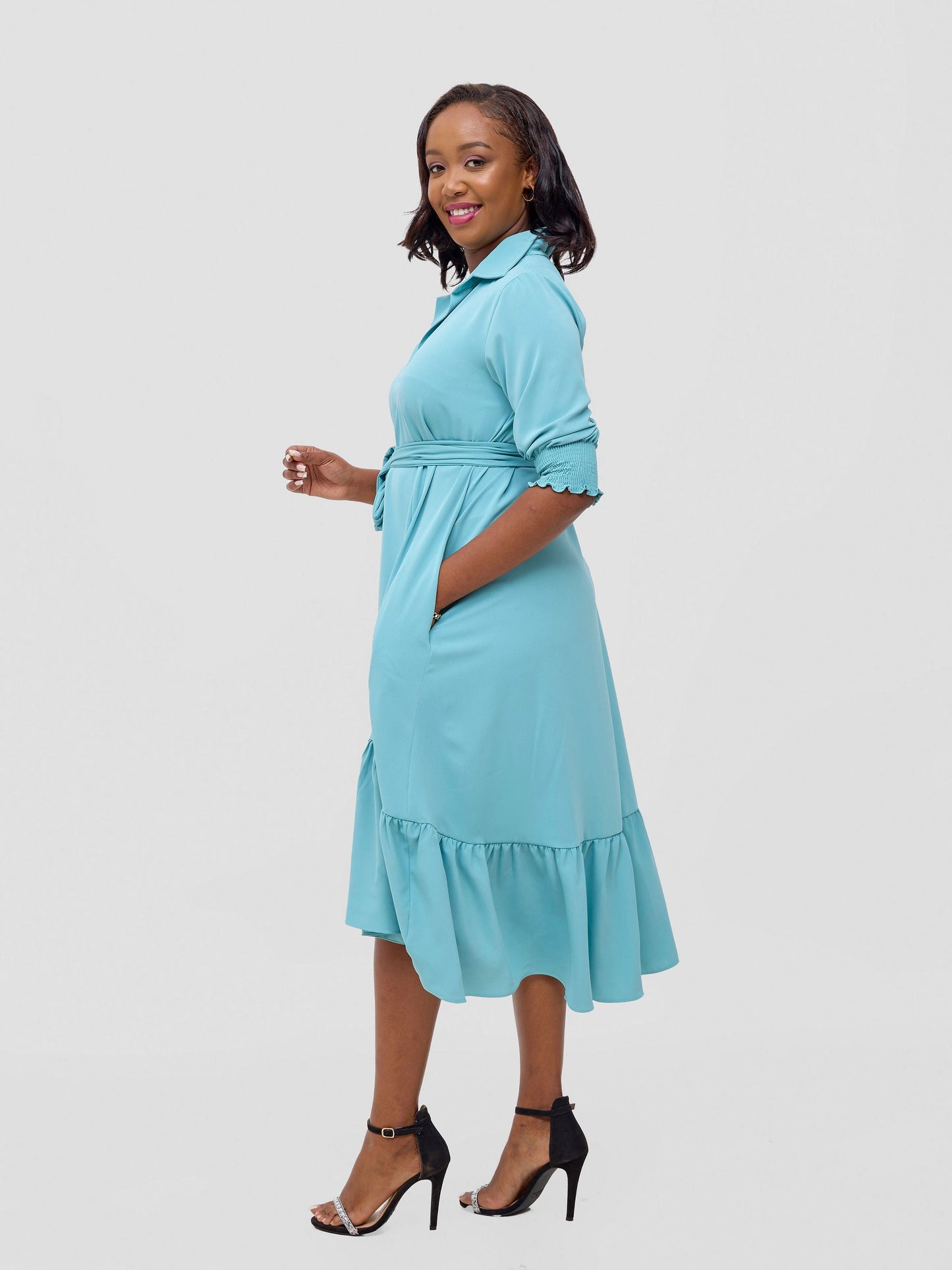 Vivo Serwa Flounce Dress - Mint