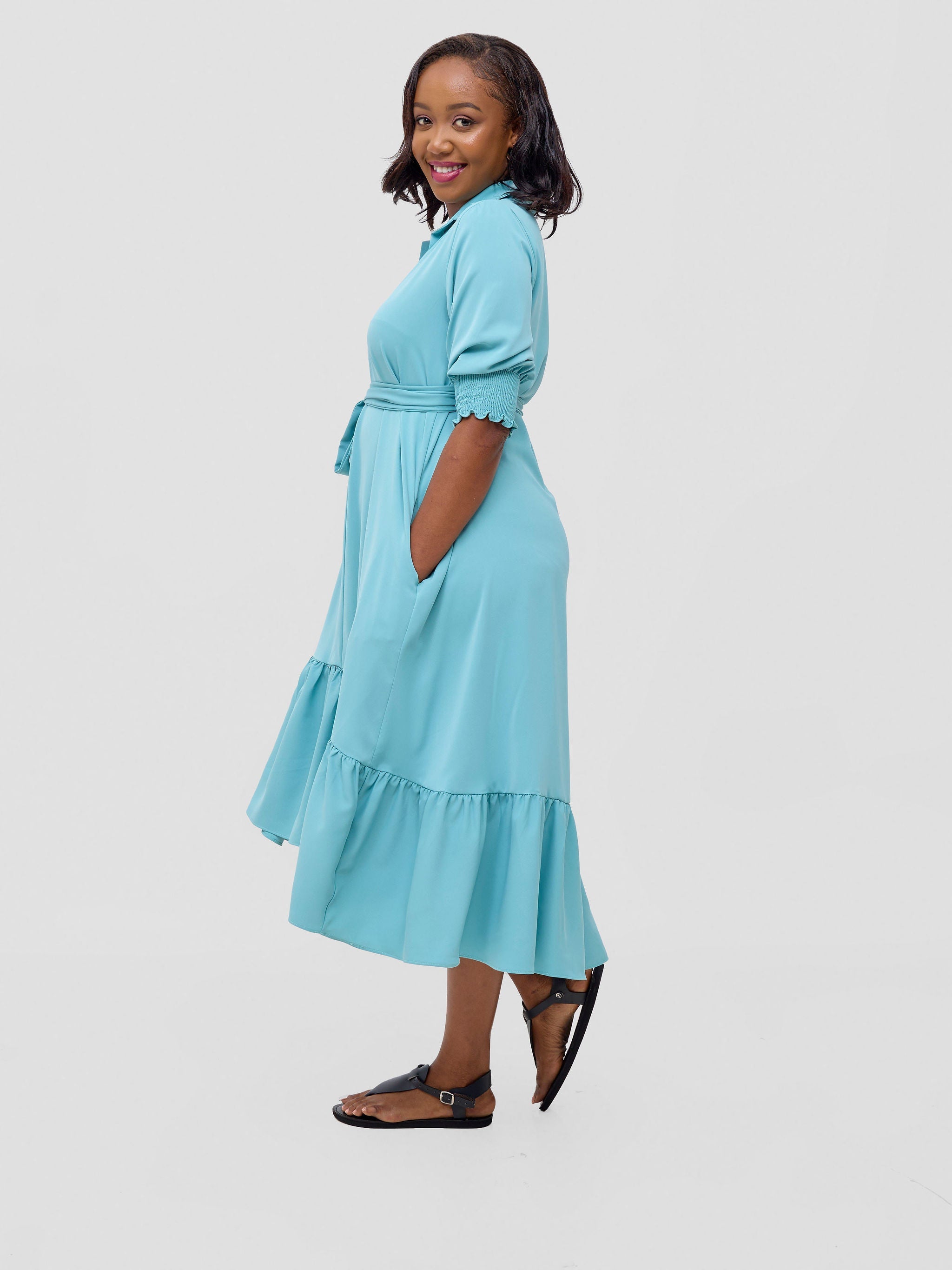 Vivo Serwa Flounce Dress - Mint