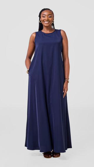 Vivo Basic Sleeveless Tent Maxi Dress - Navy