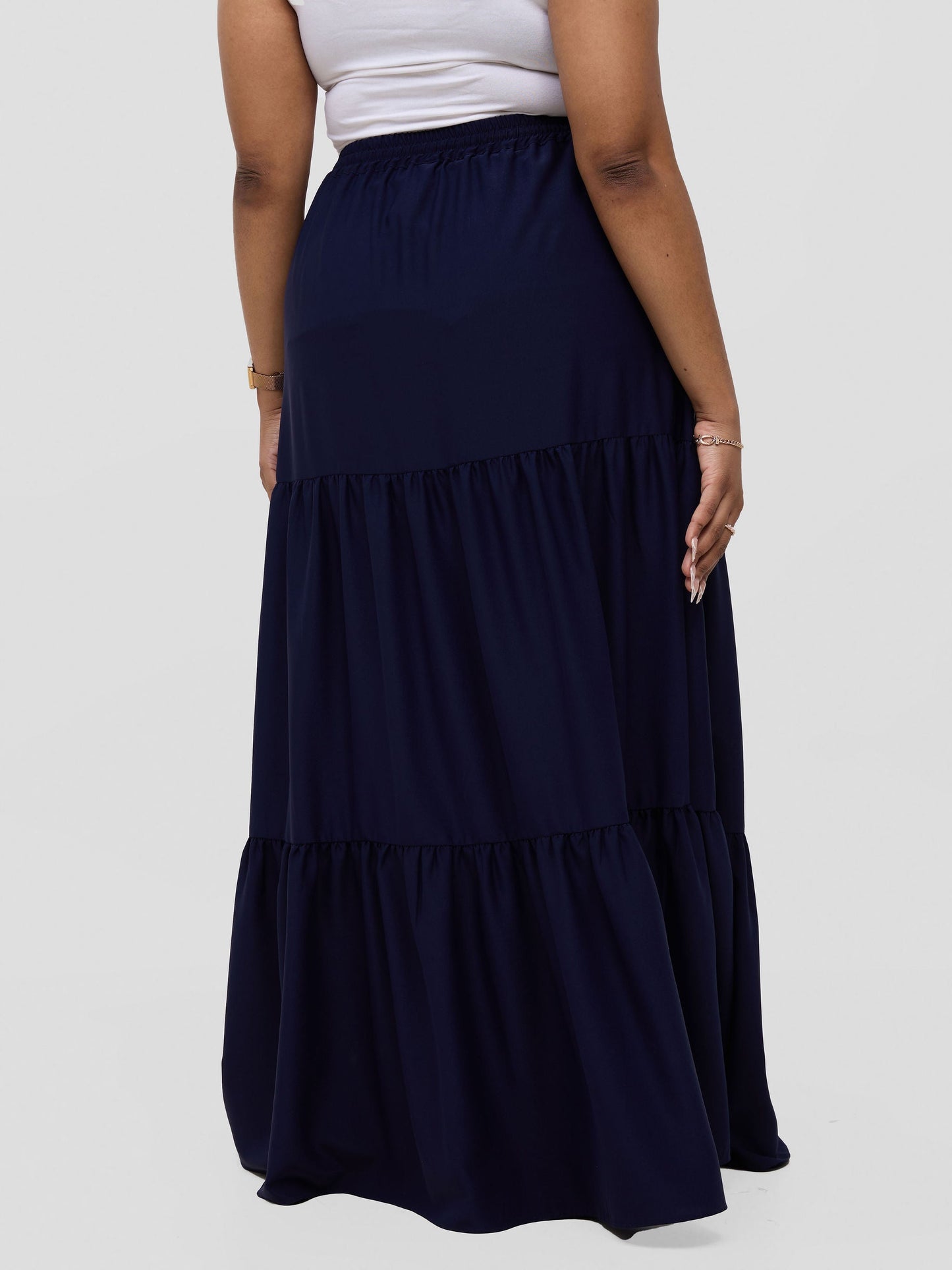 Vivo Serwa Tiered Maxi Skirt - Navy