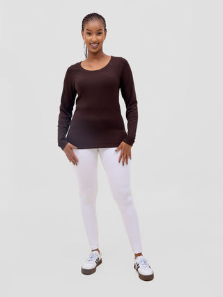 Vivo Everyday Long Sleeve Top In Jersey - Chocolate