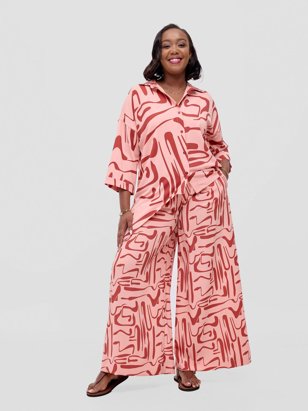 Vivo Serwa Crepe Pants - Peach / Rust Sera Print