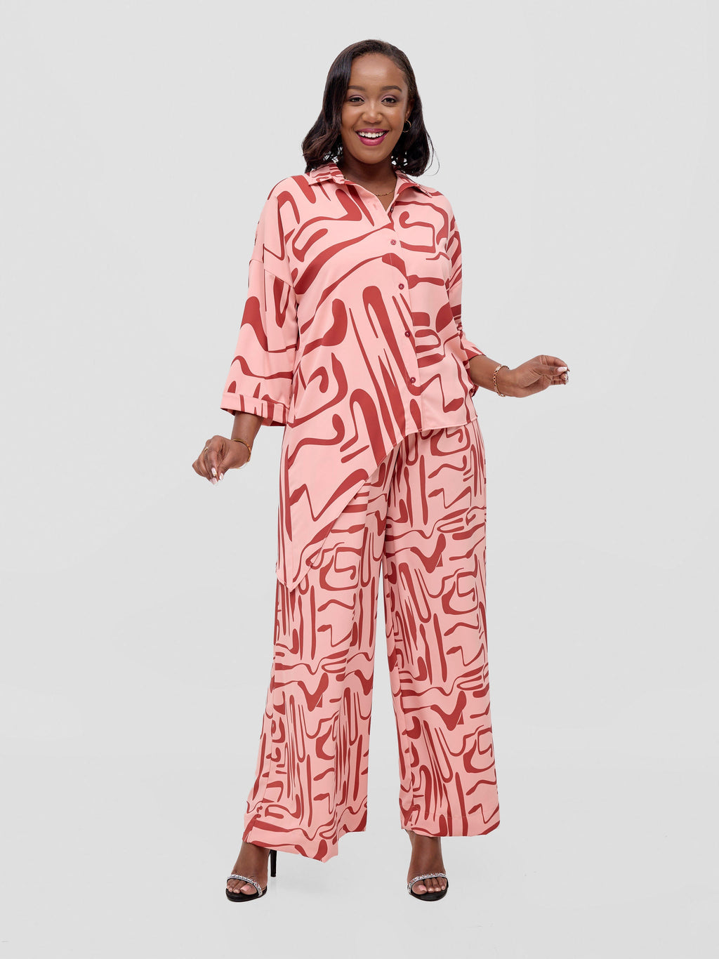 Vivo Serwa Crepe Pants - Peach / Rust Sera Print