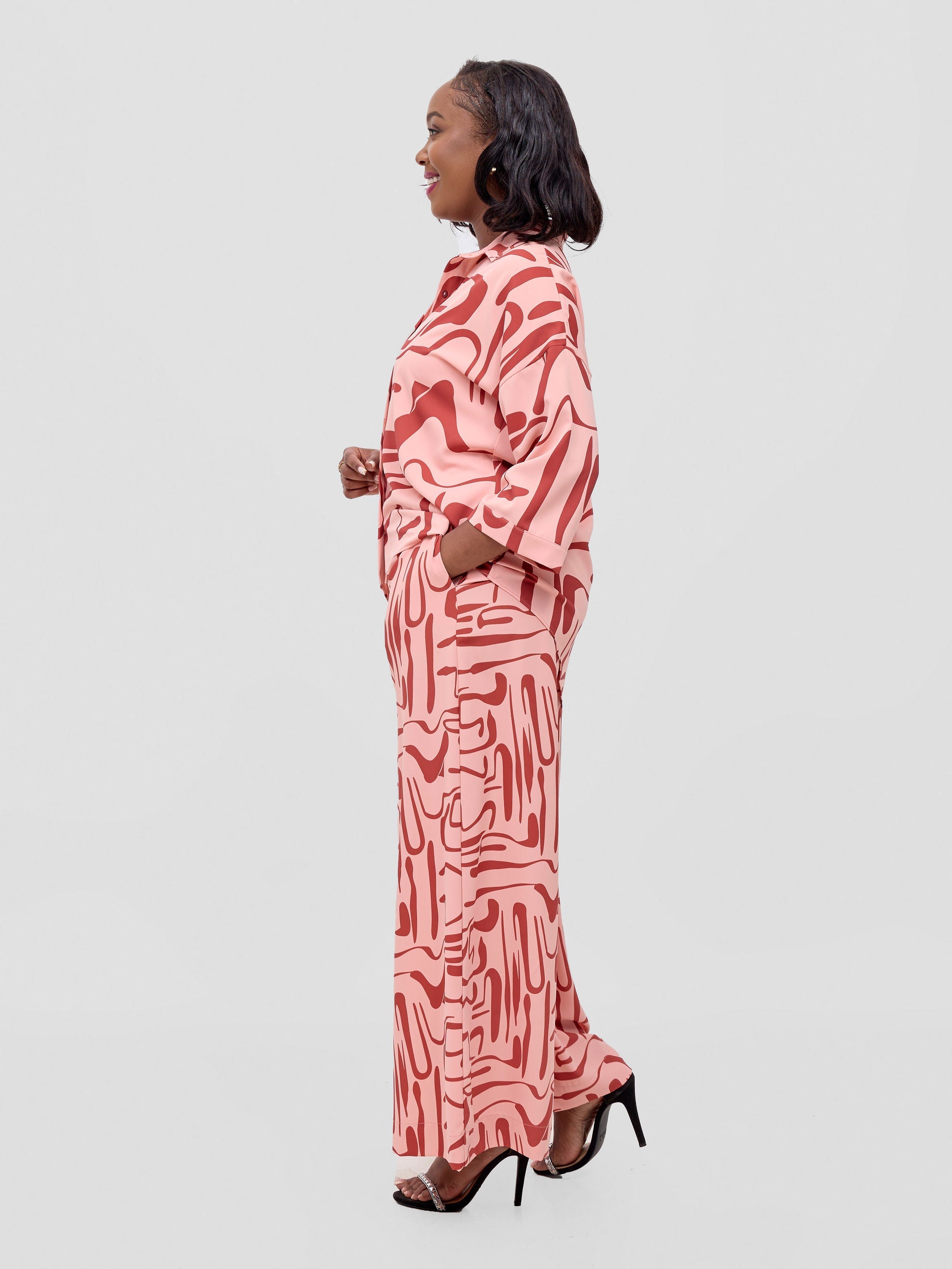 Vivo Serwa Crepe Pants - Peach / Rust Sera Print