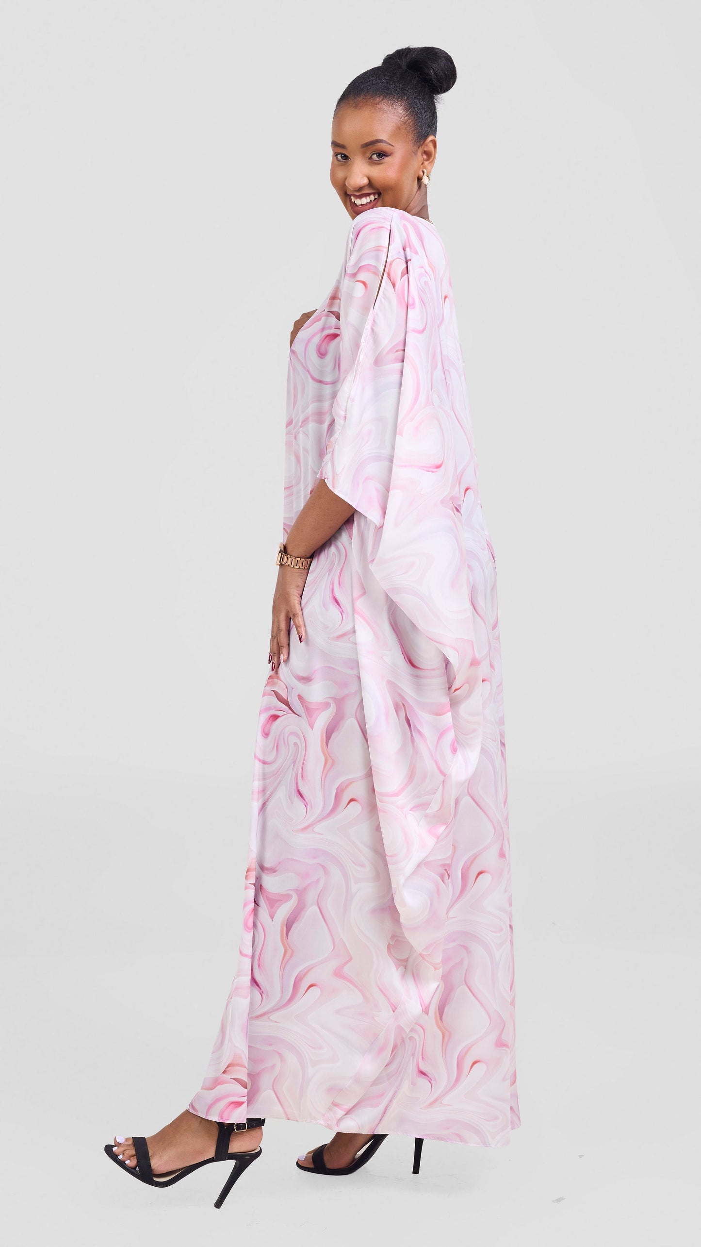 Vivo Lani Maxi Dress - Dusty Pink / Off White Print