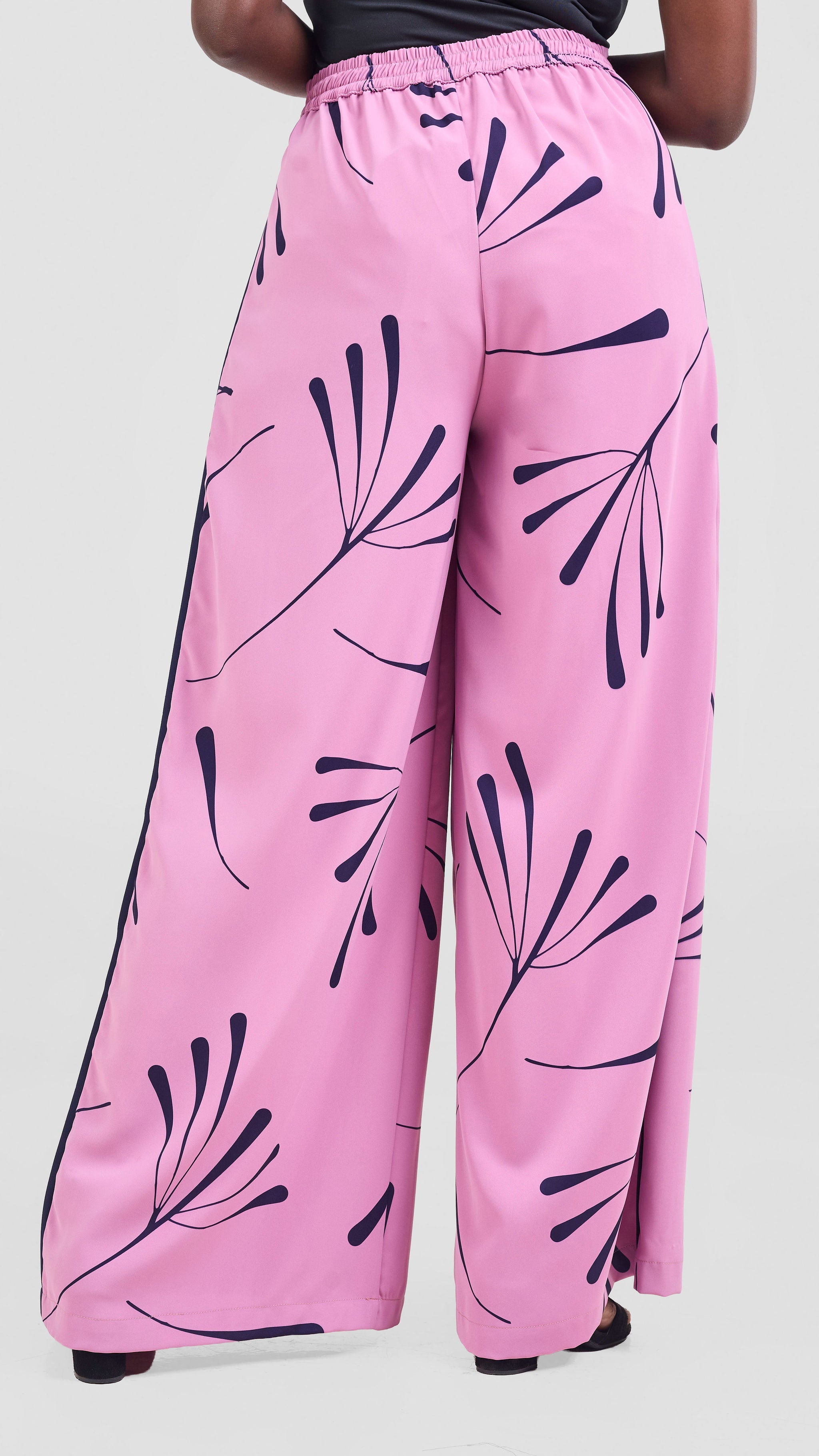 Vivo Nuru Side Panel Wide Leg Pants - Dusty Pink / Navy Uru Print